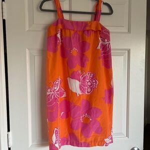 EUC Lilly Pulitzer Silk orange and pink hibiscus dress with bow straps S 4